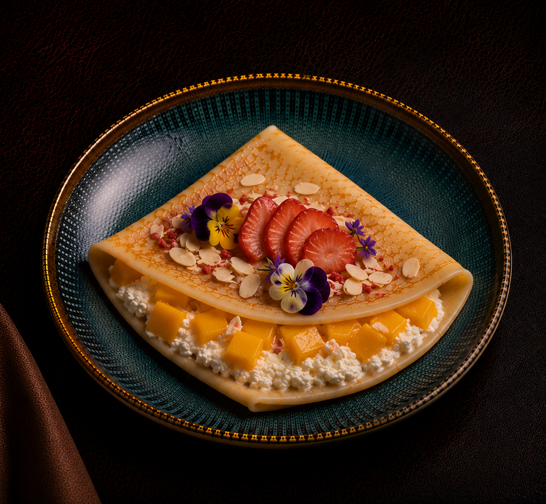 53 Crepe ricotta mango